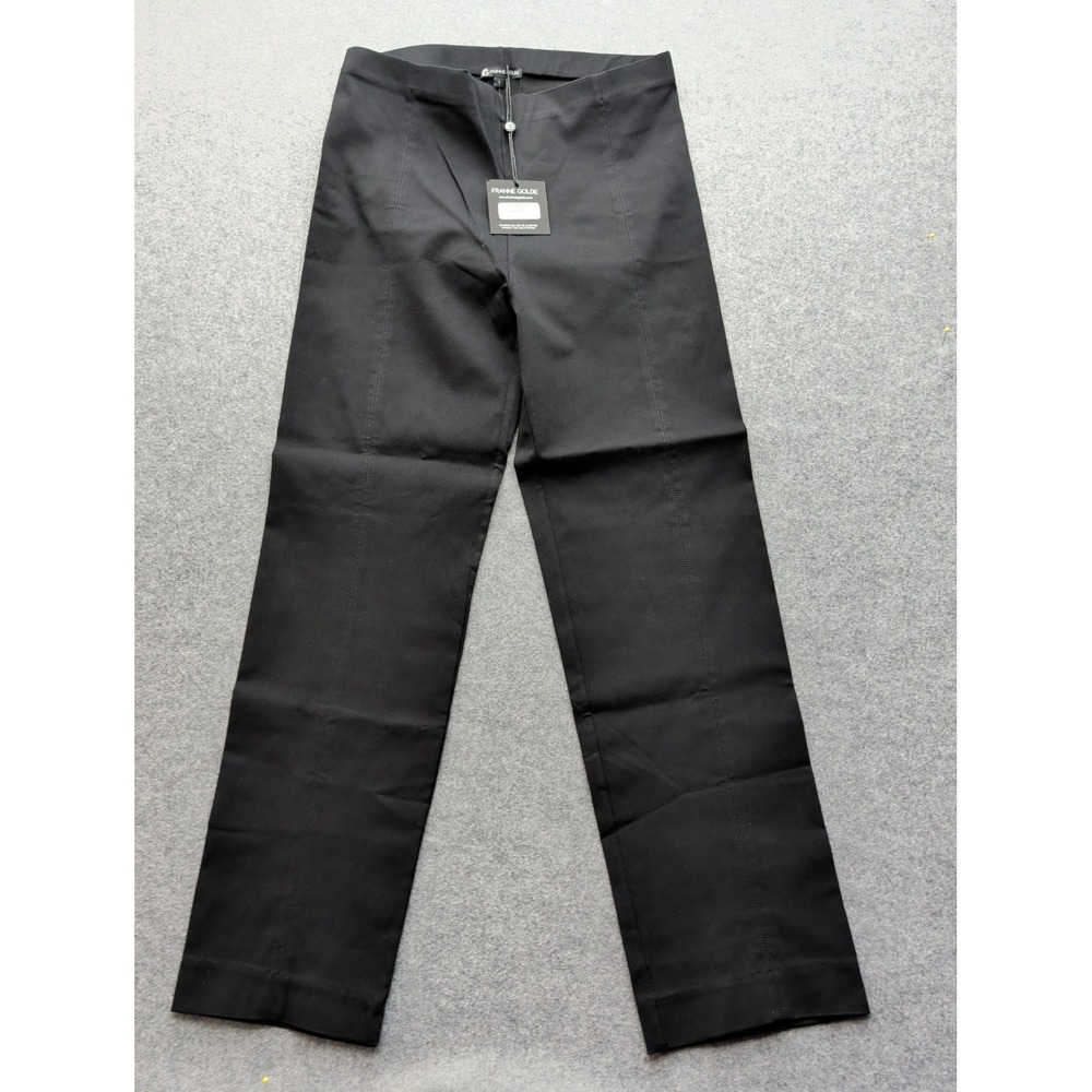 NWT FRANNE GOLDE Women's Urban Twill Straight Leg Pants Black Short L
